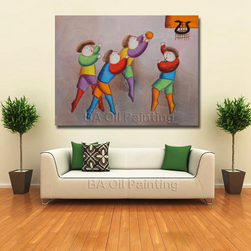 handpainted oil painting on canvas children play oil painting abstract modern canvas wall art living room decor picture nk410