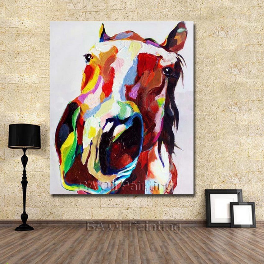 handpainted oil painting on canvas horse's head oil painting abstract modern canvas wall art nk417