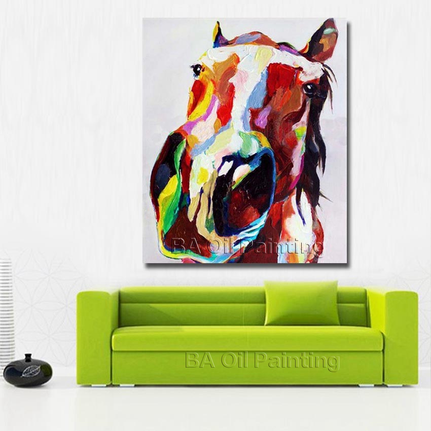 handpainted oil painting on canvas horse's head oil painting abstract modern canvas wall art nk417