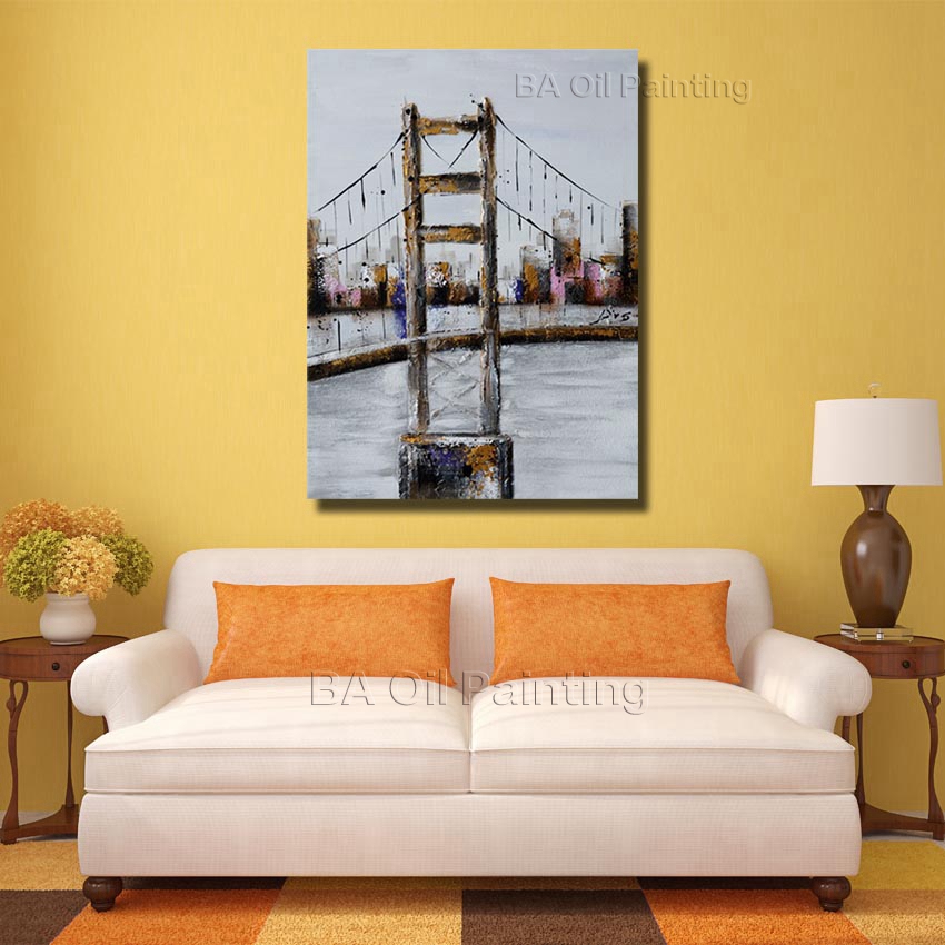 handpainted oil painting on canvas sea bridge designed oil painting abstract modern canvas wall art np001