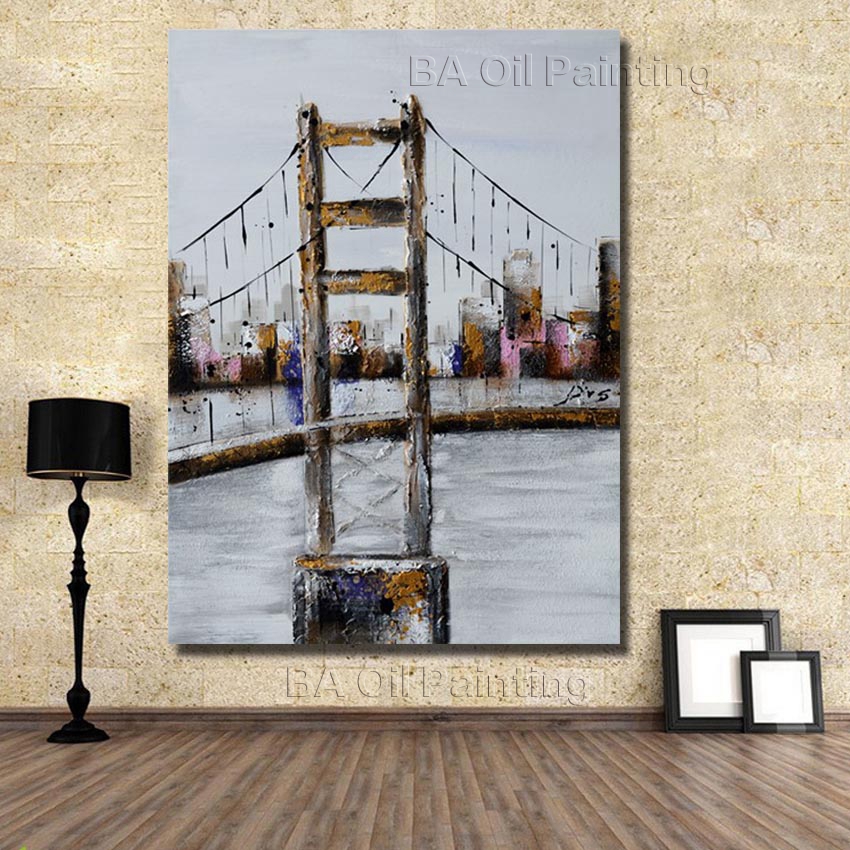 handpainted oil painting on canvas sea bridge designed oil painting abstract modern canvas wall art np001