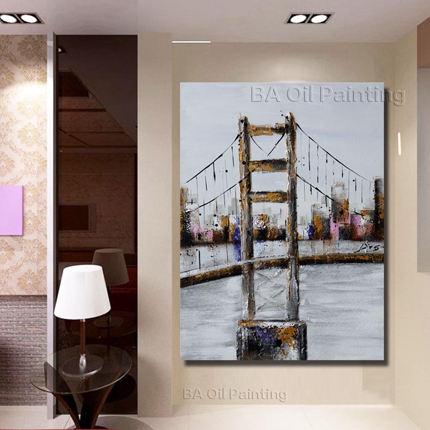 handpainted oil painting on canvas sea bridge designed oil painting abstract modern canvas wall art np001