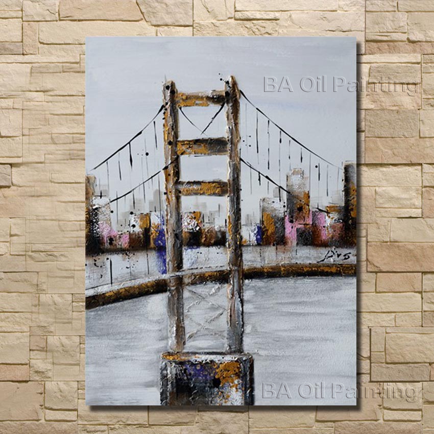 handpainted oil painting on canvas sea bridge designed oil painting abstract modern canvas wall art np001