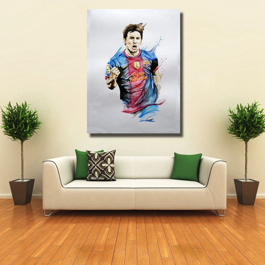 whole hand oil painting on canvas argentina super star soccer sport player messi oil painting on canvas nk302