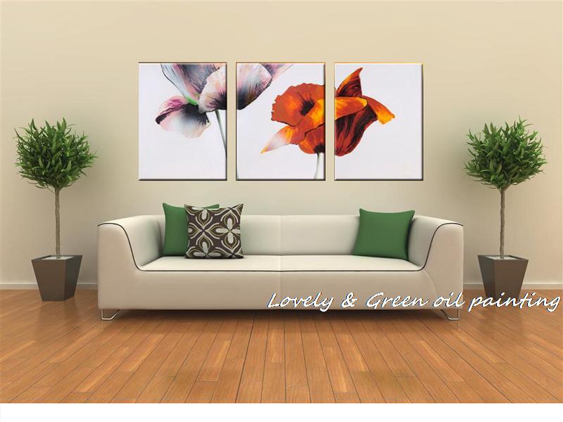 3 set hand painted abstract twin flower oil painting on canvas modern
