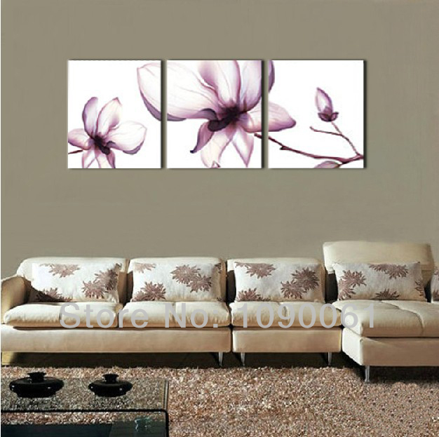 Abstract Transparent Flowers Hand Painting On Canvas Wall Art Sets Of 3 Piece Decoration Pictures For Home With No Frame 3 Piece Painting Unframed 4614