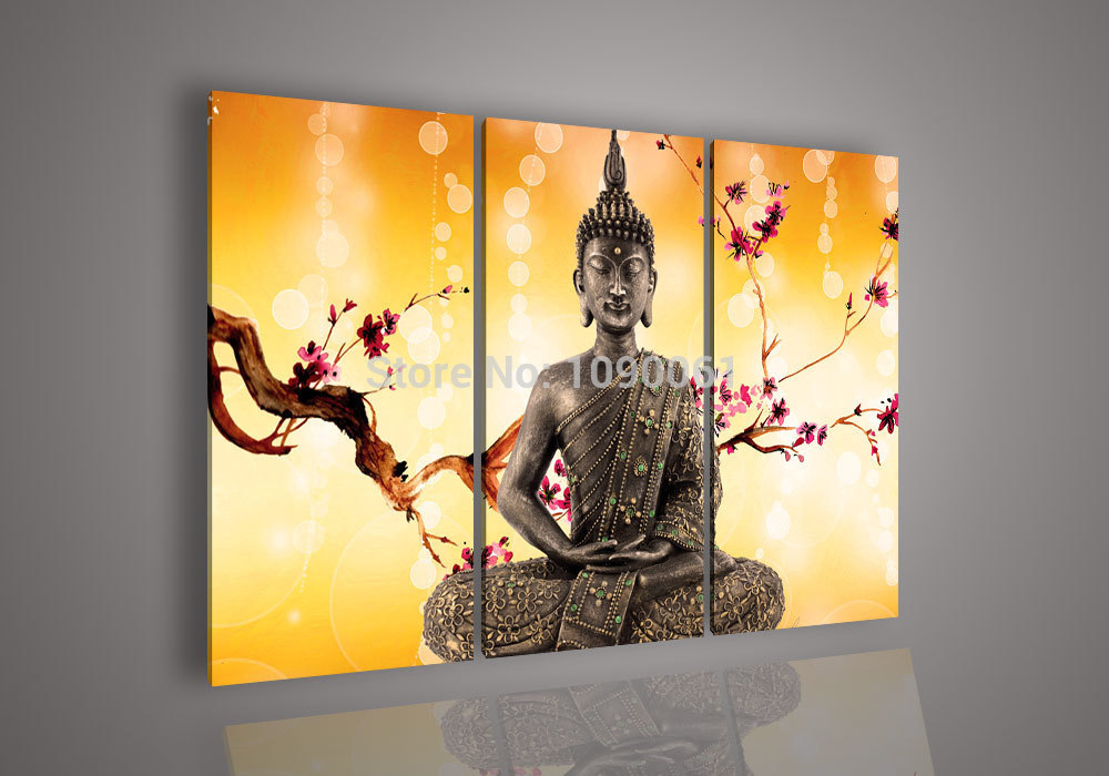 Hand Painted Modern Buddha Art Decor Oil Painting On Canvas 3 Pieces Abstract Wall Art Pictures Set With No Framed 3 Piece Painting Unframed 4399