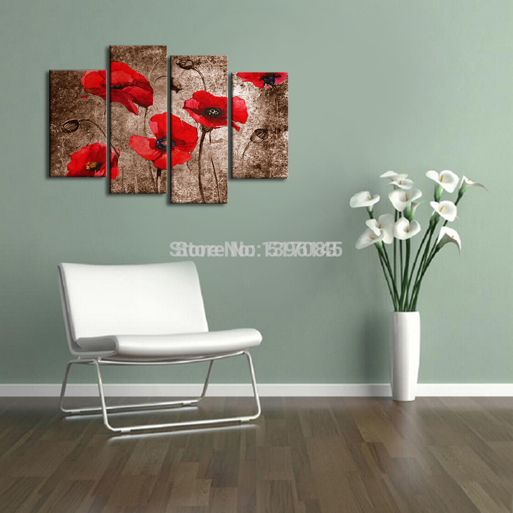 floral series full of luck red blooming gesang flowers handed oil paintings no framed picture