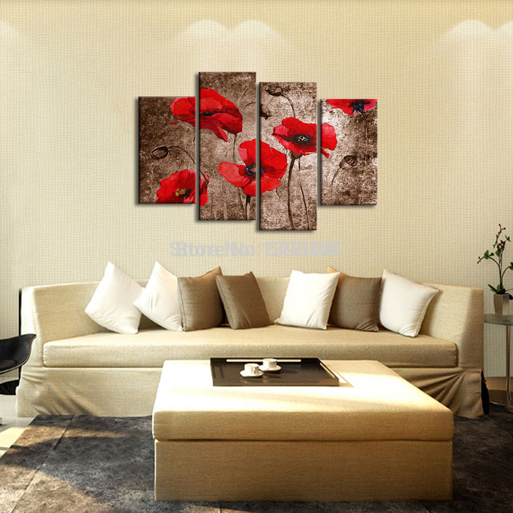 floral series full of luck red blooming gesang flowers handed oil paintings no framed picture