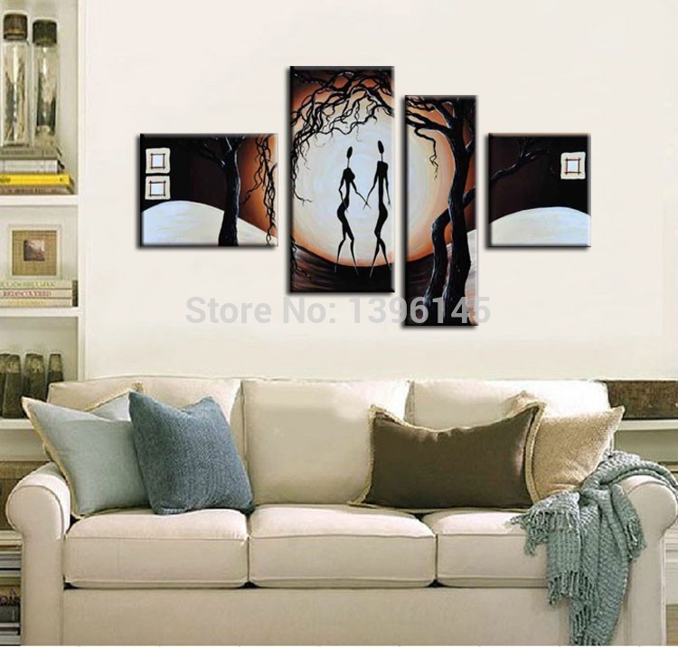 from artist directly love in the moon handmade modern abstract home decor oil painting on canvas wall art