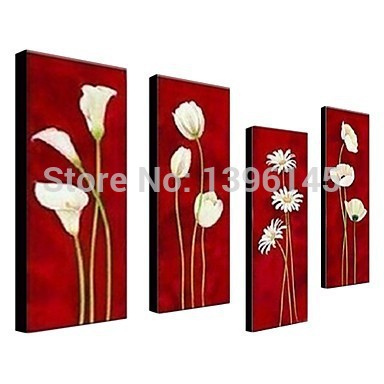 hand-painted flower abstract el decoration paintings on canvas kitchen decoration 4 piece wall art no frame