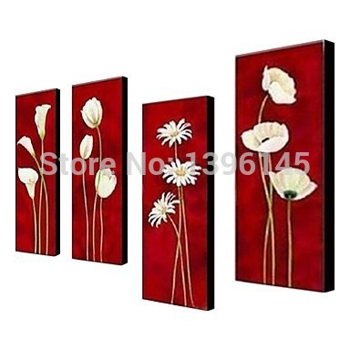 hand-painted flower abstract el decoration paintings on canvas kitchen decoration 4 piece wall art no frame