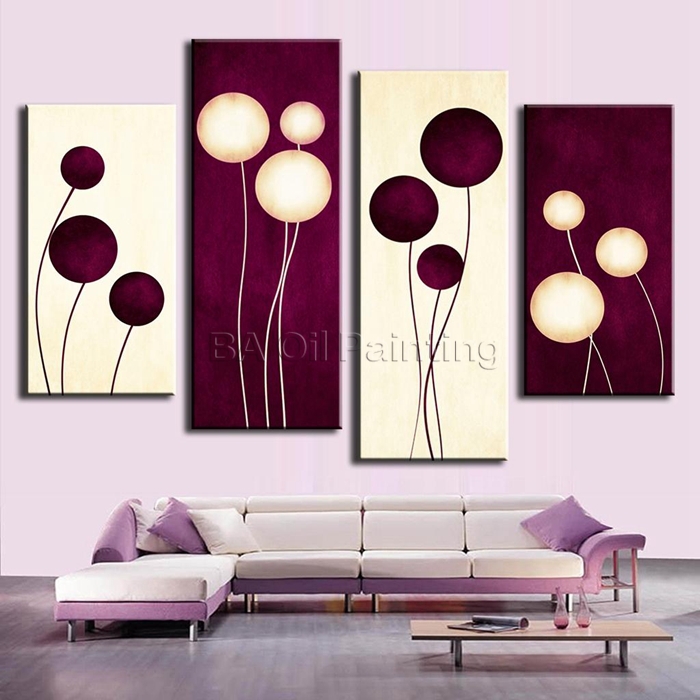 handpainted 4 pcs/set wall art office decoration abstract oil painting paint paintings calligraphy plum cream abstract circles