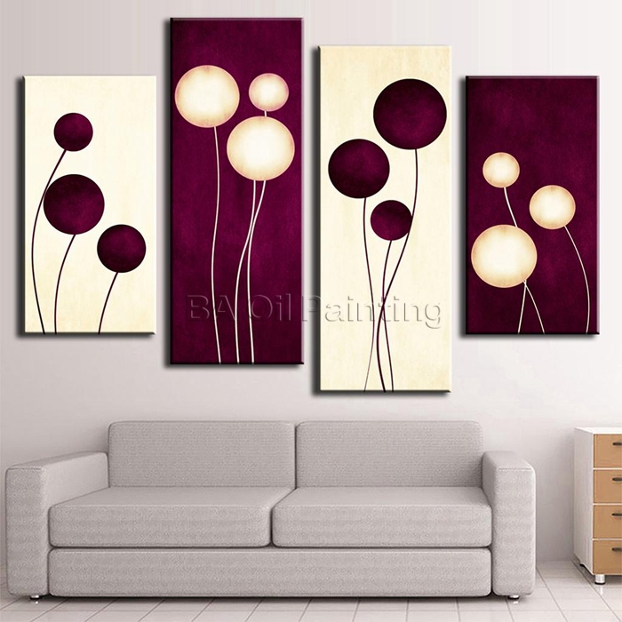 handpainted 4 pcs/set wall art office decoration abstract oil painting paint paintings calligraphy plum cream abstract circles