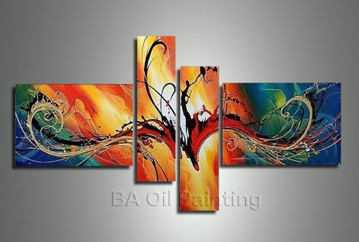 handpainted 4 piece modern abstract decorative oil painting on canvas wall art peacock painting for living room