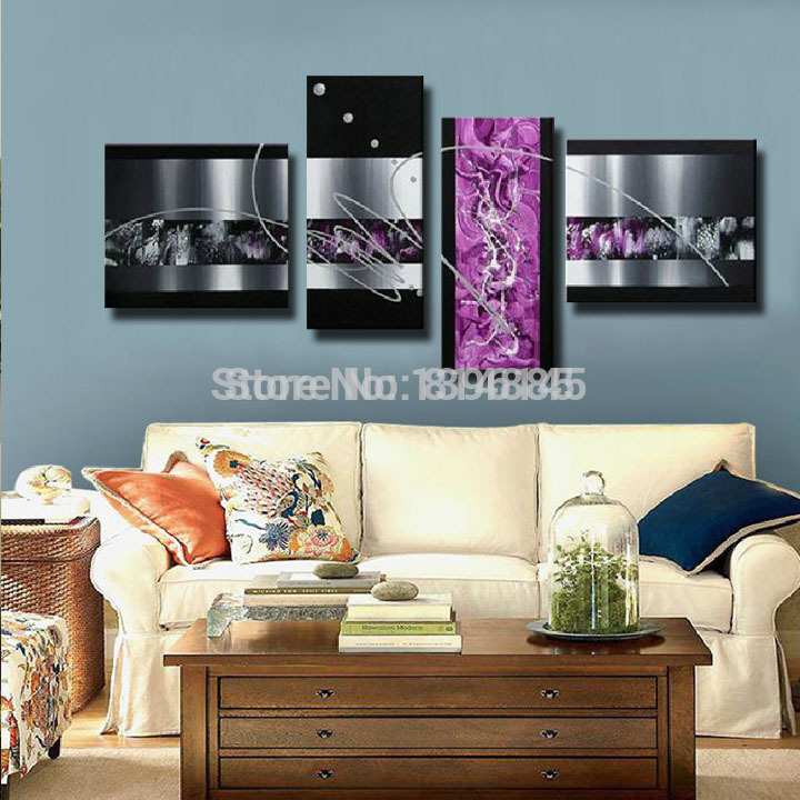 large 4 panel thick textured modern oil painting on canvas wall art home decoration hand pictures