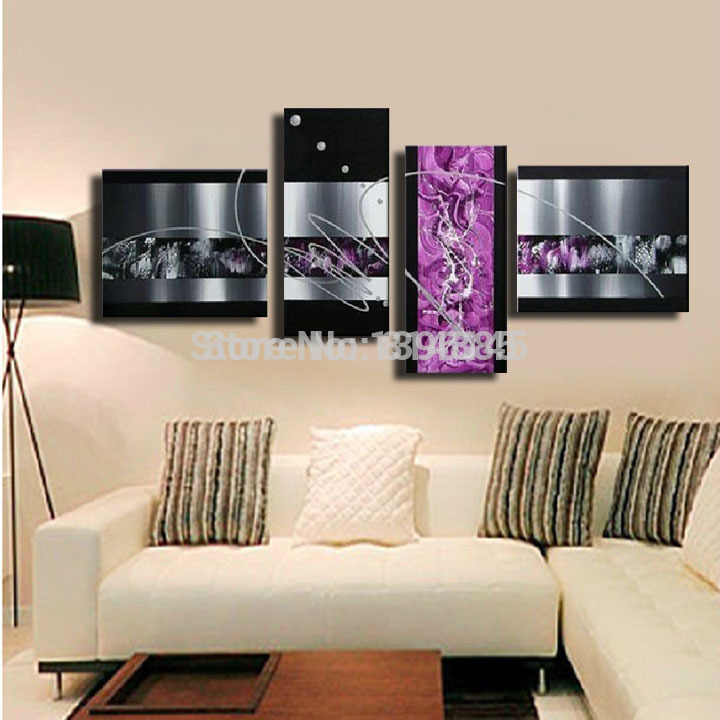 large 4 panel thick textured modern oil painting on canvas wall art home decoration hand pictures