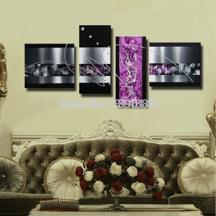 large 4 panel thick textured modern oil painting on canvas wall art home decoration hand pictures