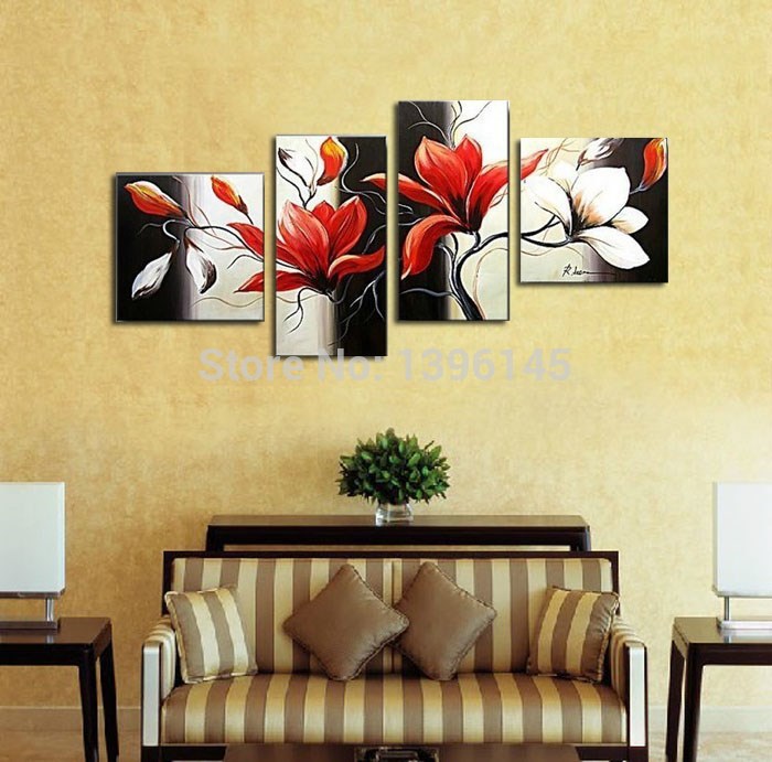 red color painting the magnolia modern abstract handmade oil painting on canvas hand picture wall art gift