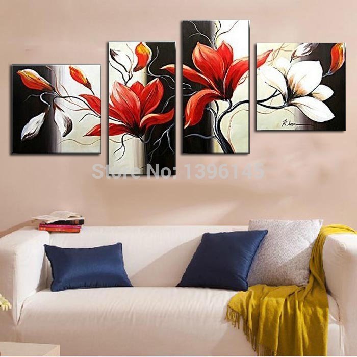 red color painting the magnolia modern abstract handmade oil painting on canvas hand picture wall art gift