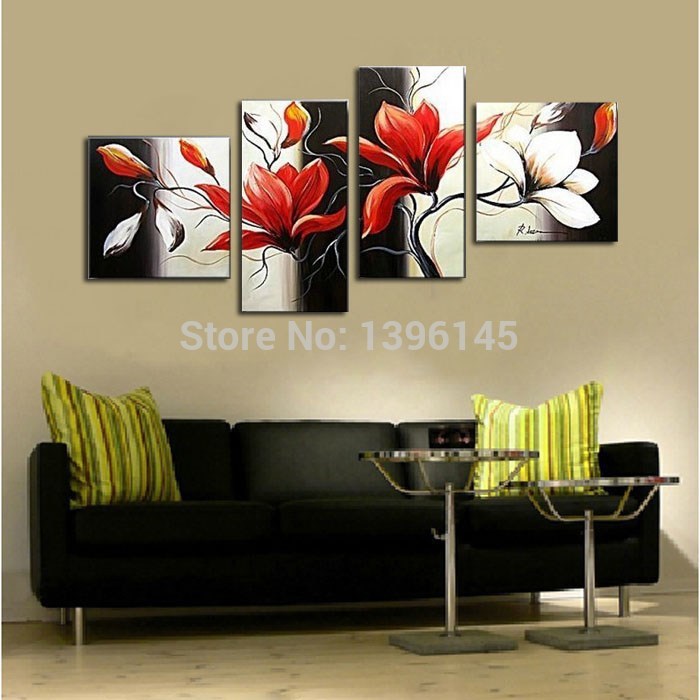 red color painting the magnolia modern abstract handmade oil painting on canvas hand picture wall art gift