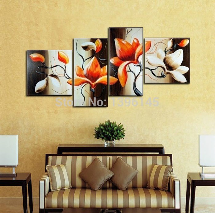 the magnolia gold color handmade modern abstract oil painting canvas wall art gift ,top home decoration