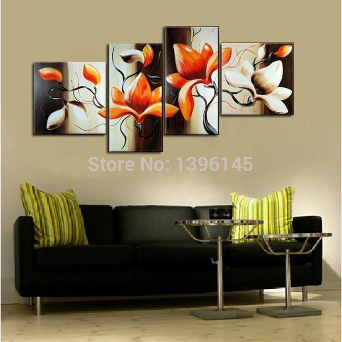 the magnolia gold color handmade modern abstract oil painting canvas wall art gift ,top home decoration