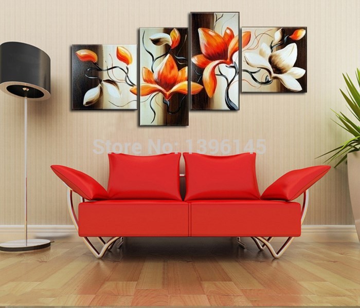 the magnolia gold color handmade modern abstract oil painting canvas wall art gift ,top home decoration