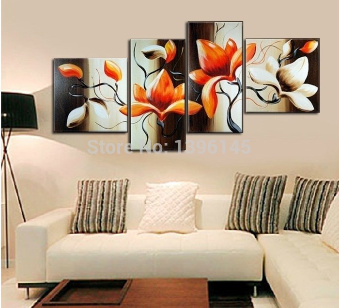 the magnolia gold color handmade modern abstract oil painting canvas wall art gift ,top home decoration