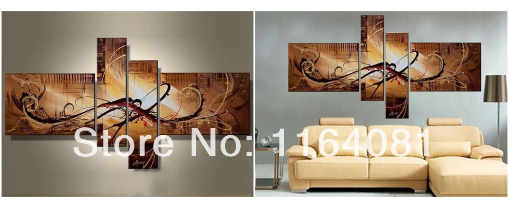 wall pictures for living room handmade no frame abstract modern style huge oil painting on canvas 4panel