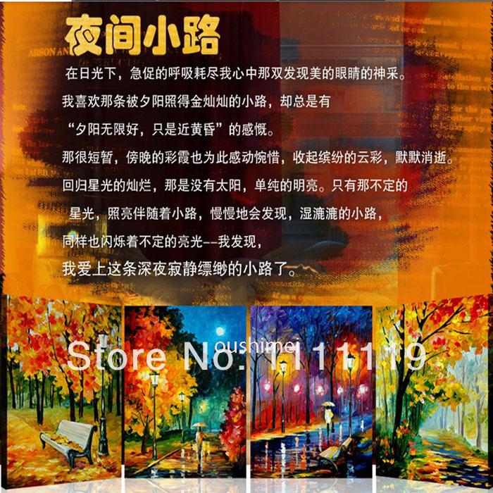 hand painted 4pcs/lot modern pictures on canvas oil painting for living room wall art hang painting craft landscape