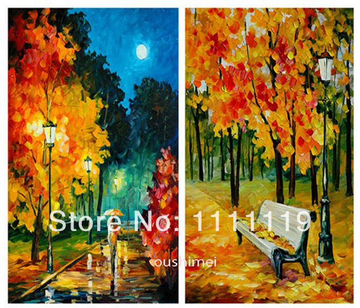 hand painted 4pcs/lot modern pictures on canvas oil painting for living room wall art hang painting craft landscape