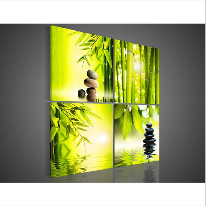 hand painted modern bamboo pictures on canvas oil painting for living room decor wall art green landscape painting craft art