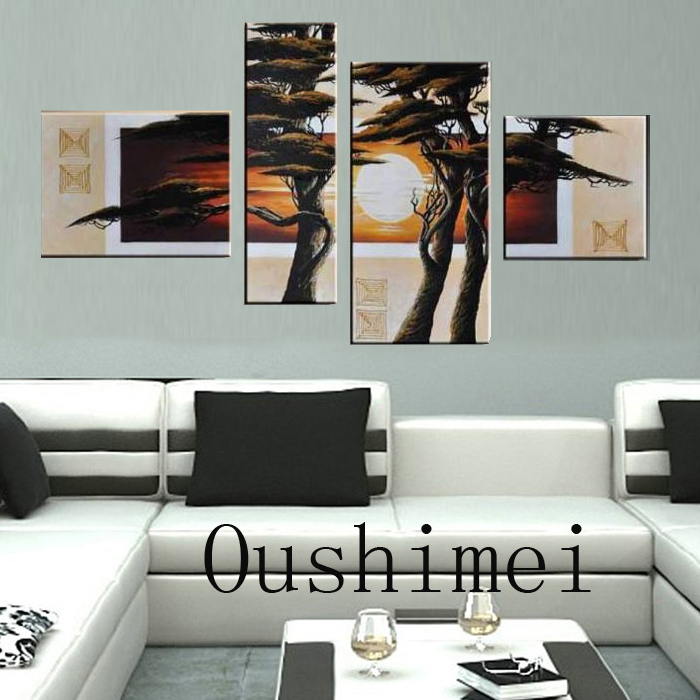 handmade paintings picture on canvas tree landscape oil painting for living room decor abstract pictures hang painting craft