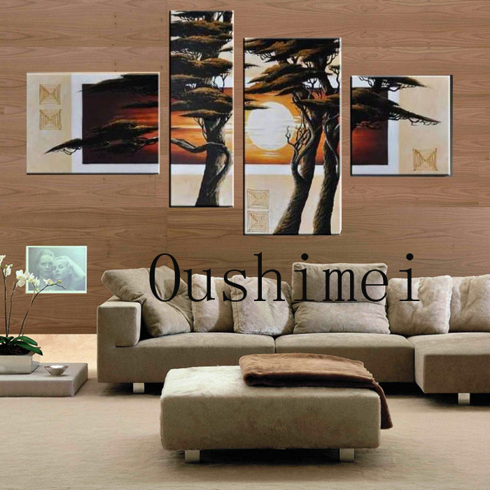 handmade paintings picture on canvas tree landscape oil painting for living room decor abstract pictures hang painting craft