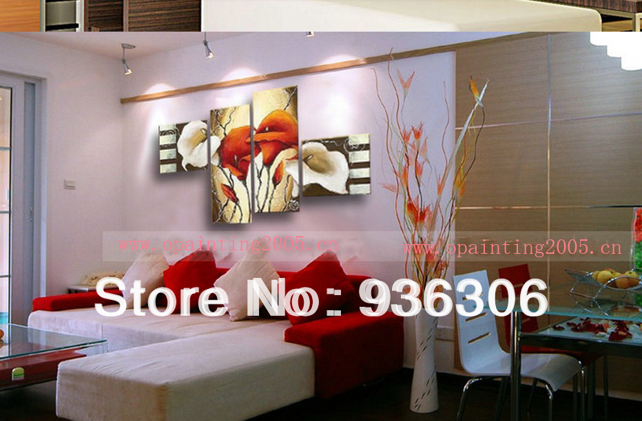 hand painted wall art oil painting flower picture on canvas 4pcs/set home decor canvas painting art decor