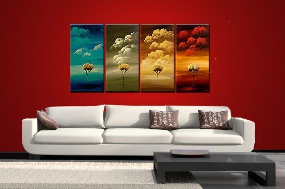 abstract hand painted 4 pieces group oil painting on canvas tds-th102