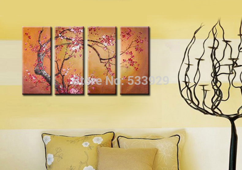 sell 4pcs abstract flower hand painted home wall decor art oil painting on canvas for living room