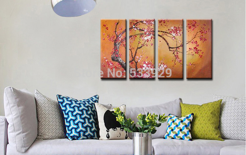 sell 4pcs abstract flower hand painted home wall decor art oil painting on canvas for living room