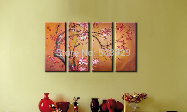 sell 4pcs abstract flower hand painted home wall decor art oil painting on canvas for living room