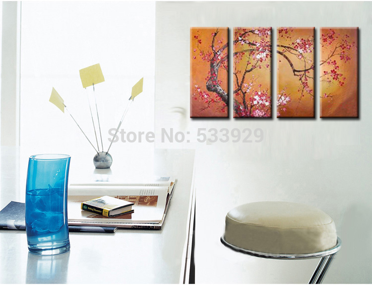 sell 4pcs abstract flower hand painted home wall decor art oil painting on canvas for living room