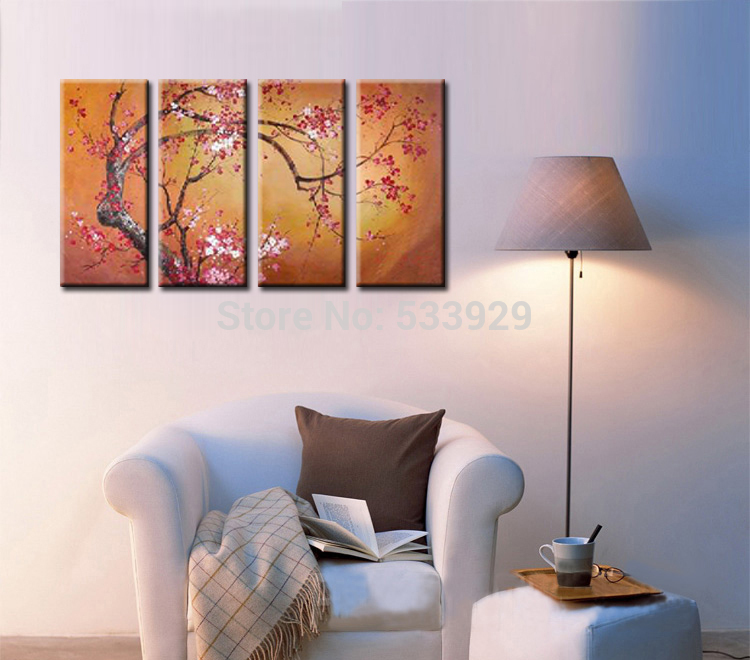 sell 4pcs abstract flower hand painted home wall decor art oil painting on canvas for living room