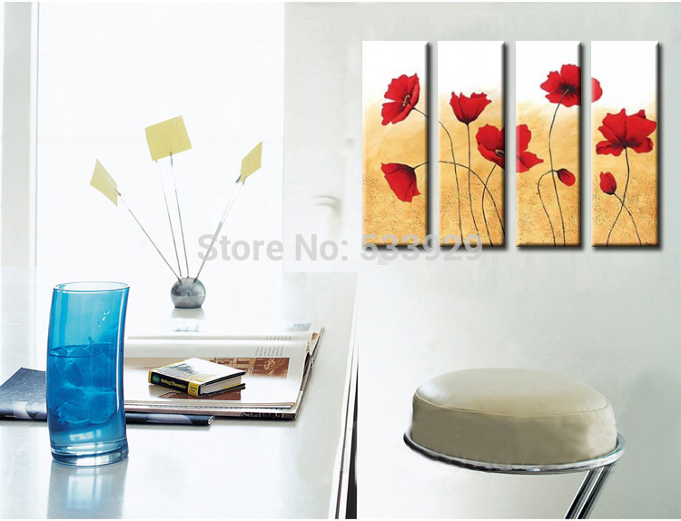 sell 4pcs abstract flower hand painted home wall decor art oil painting on canvas for living room