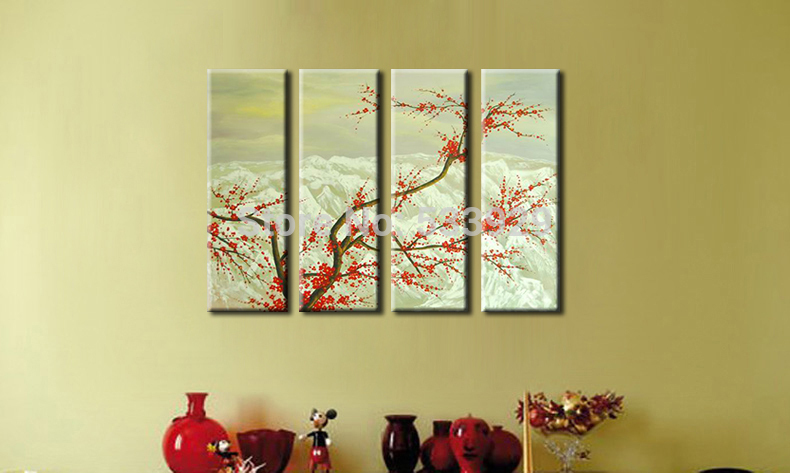 sell 4pcs abstract hand painted abstract home wall decor art oil painting on canvas for living room