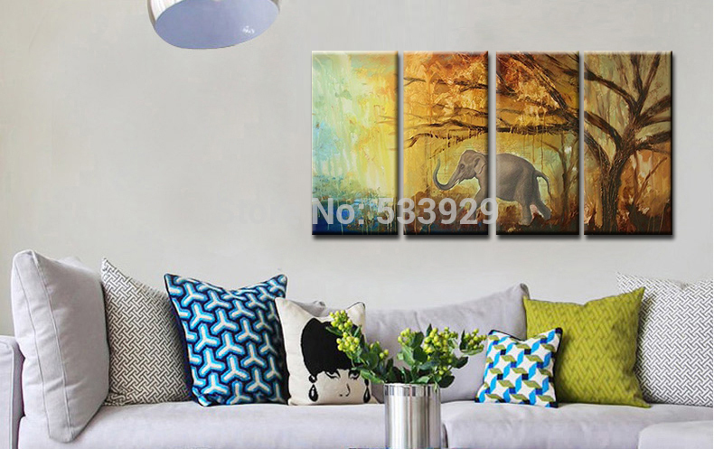 sell 4pcs abstract hand painted home wall decor art oil painting on canvas for living room