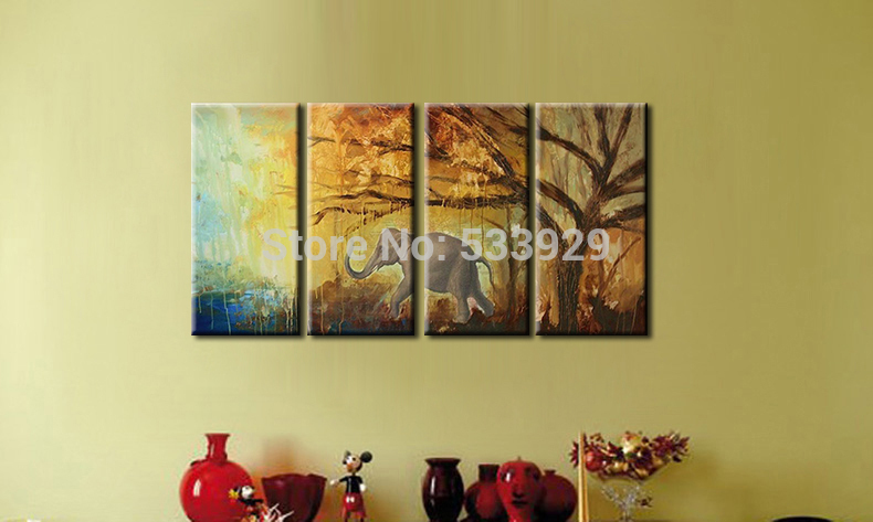 sell 4pcs abstract hand painted home wall decor art oil painting on canvas for living room