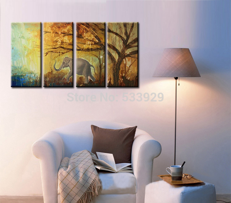 sell 4pcs abstract hand painted home wall decor art oil painting on canvas for living room