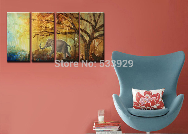 sell 4pcs abstract hand painted home wall decor art oil painting on canvas for living room