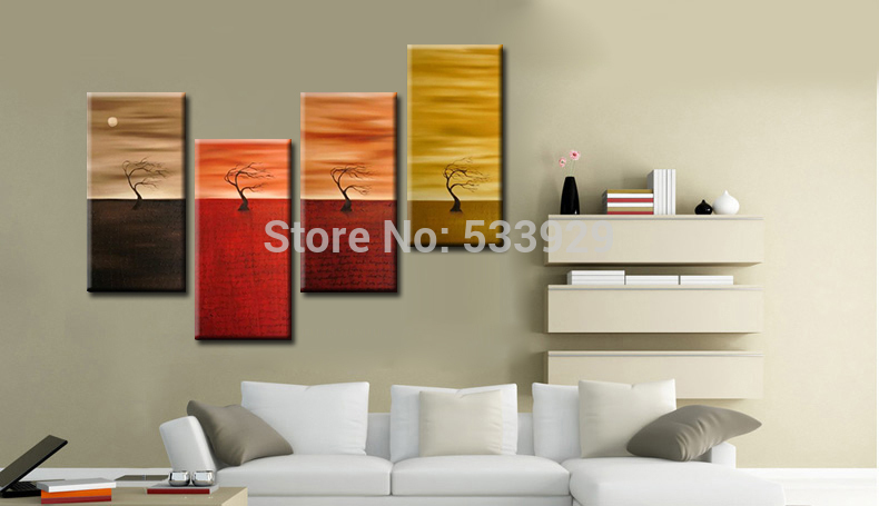 sell 4pcs abstract hand painted home wall decor art oil painting on canvas for living room