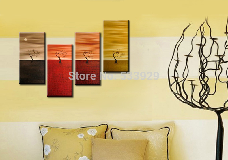 sell 4pcs abstract hand painted home wall decor art oil painting on canvas for living room